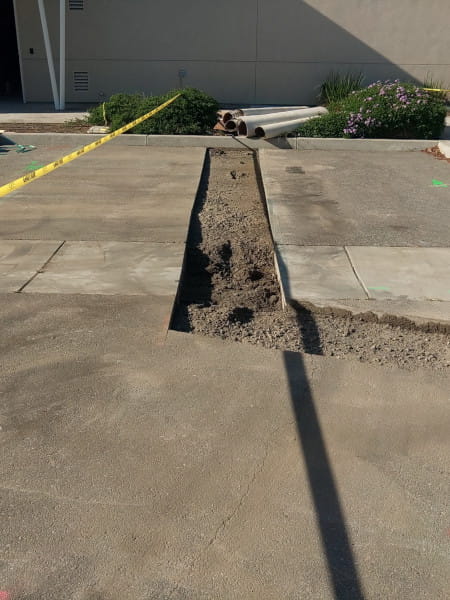 detailed view of a single precision flat saw cut at kaiser surgery center in bakersfield