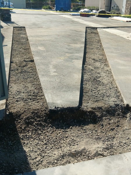 parallel precision flat sawing forming a V-shaped cut-out pattern at kaiser surgery center in bakersfield