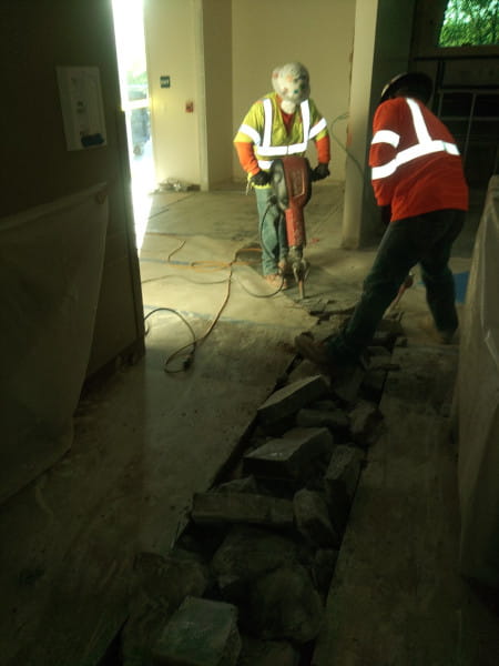 concrete floor breaking at kaiser surgery center in bakersfield
