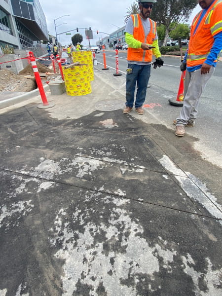 concrete cut lines at Skechers building in Hemrosa Beach