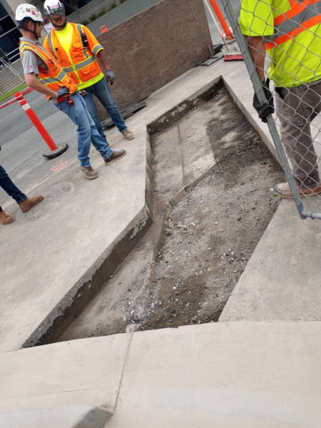 concrete floor opening at Skechers building in Hemrosa Beach