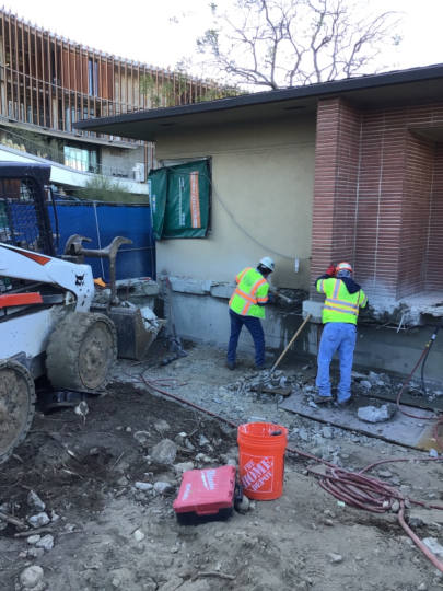 breaking concrete on site
