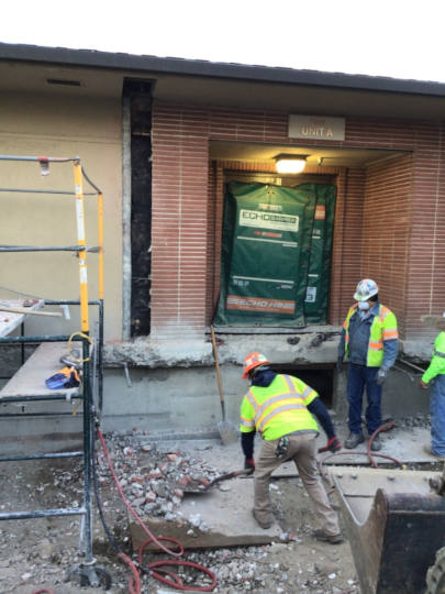 cleaning concrete debris on site