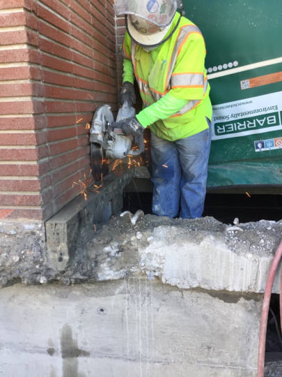 sawing concrete on site