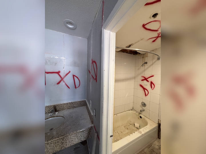 selected plumbing tagged for demolition