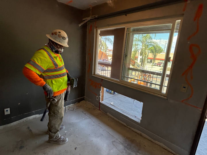 saw cutting interior window space